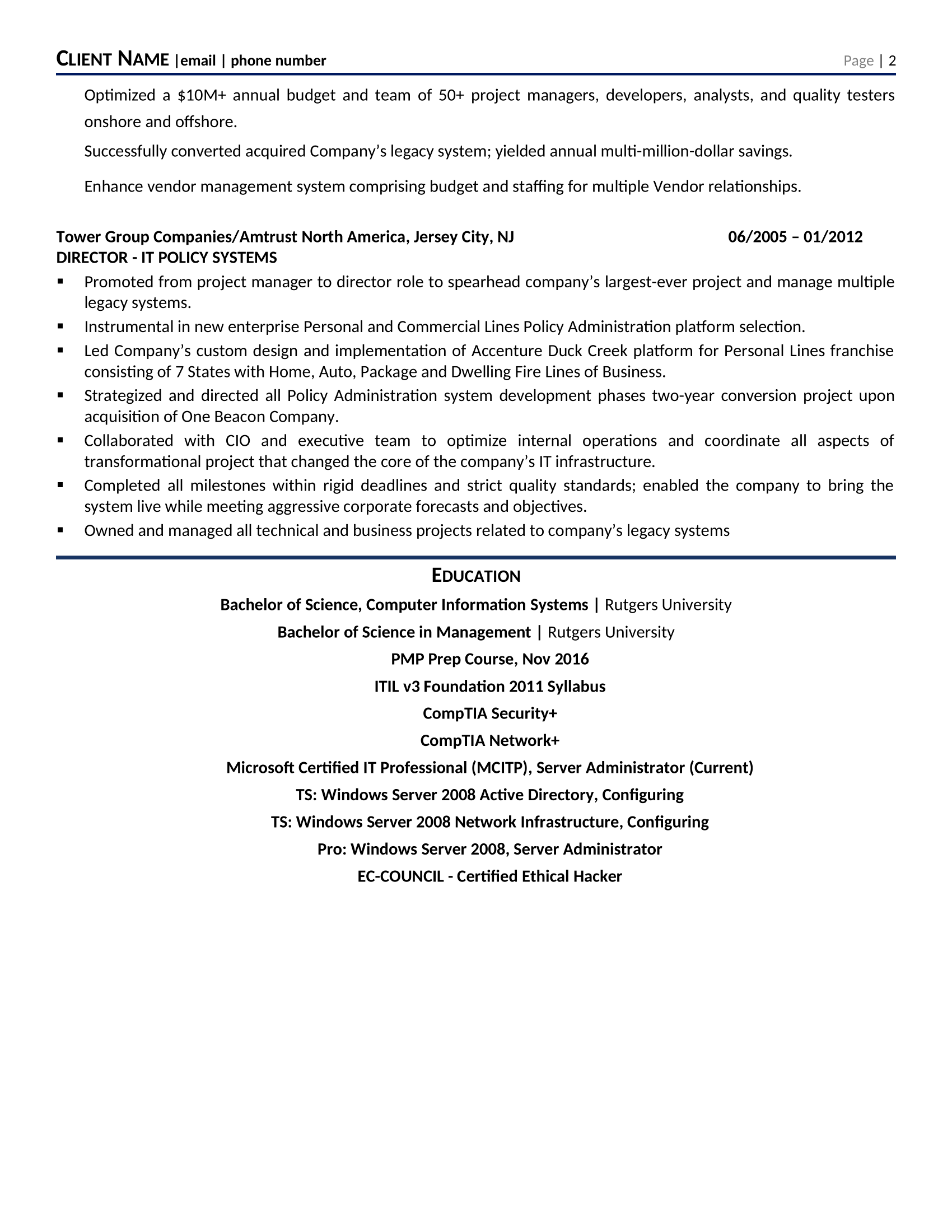 Chief Information Officer CIO - Cio Resume Template 0002 2 