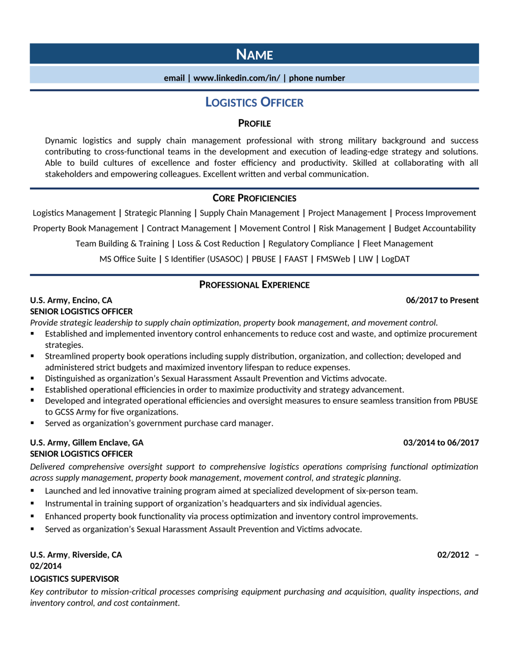 Logistics Officer Resume Example & Template for 2021 ZipJob