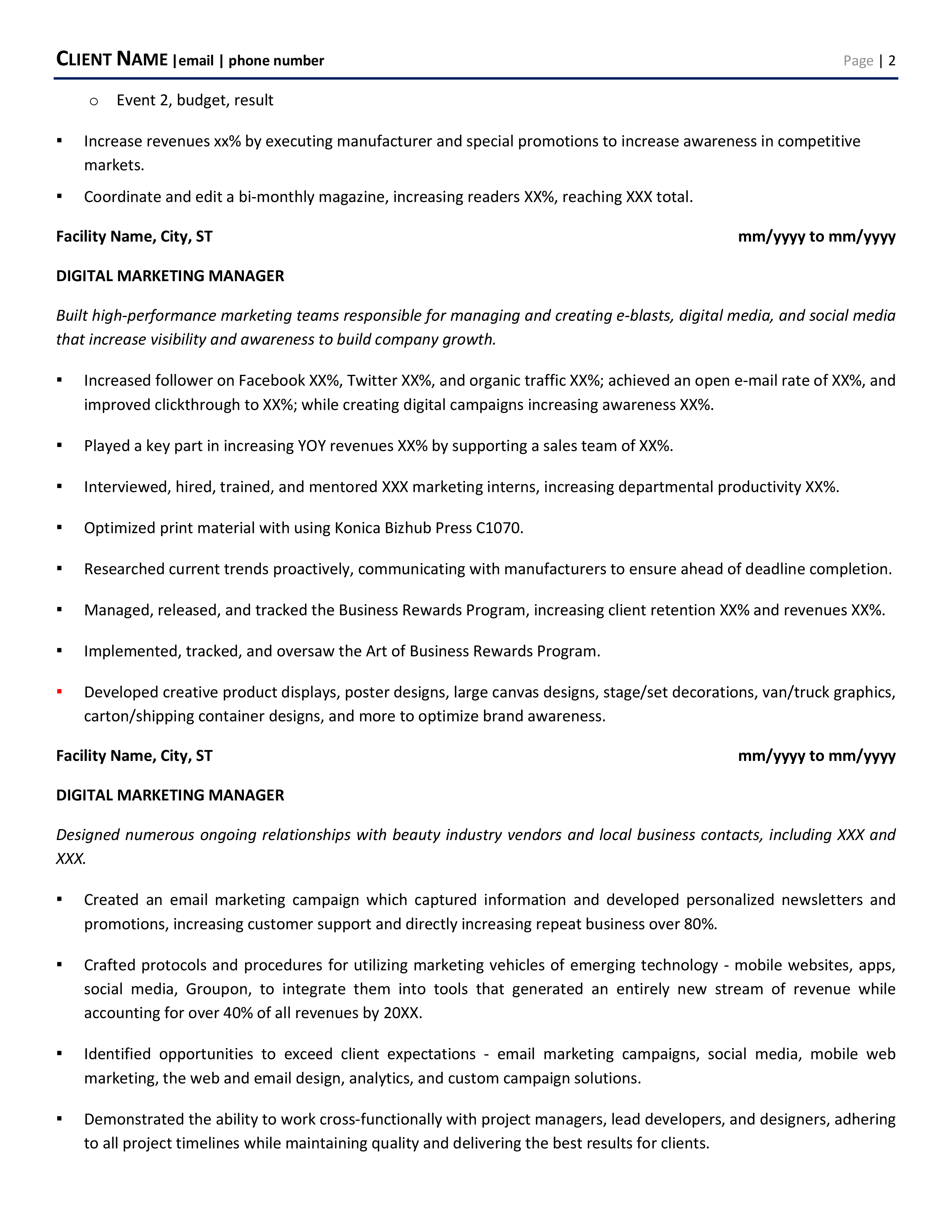 Digital Marketing Manager Resume Sample 1