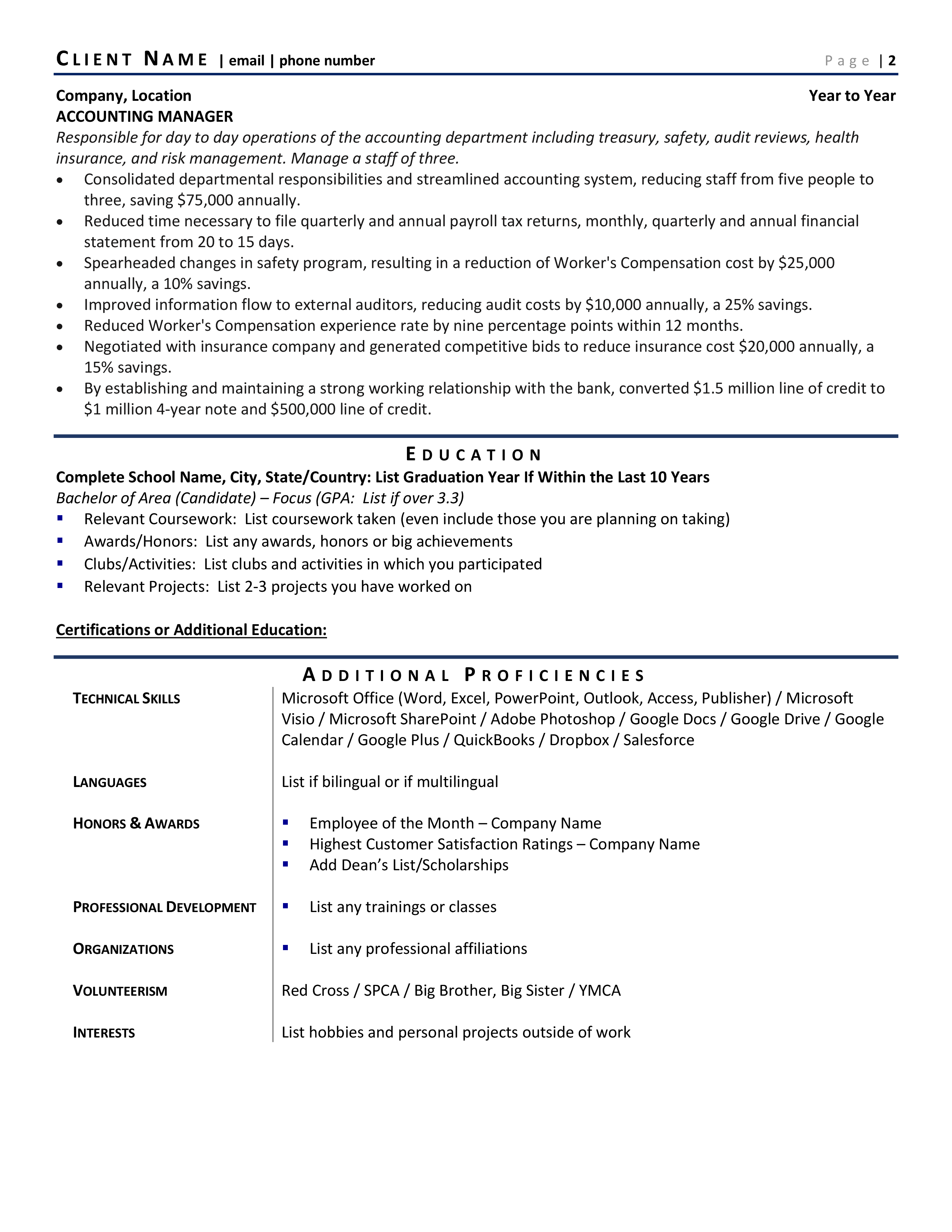 Chief Financial Officer (CFO) Resume Example & Template for 2021 ZipJob