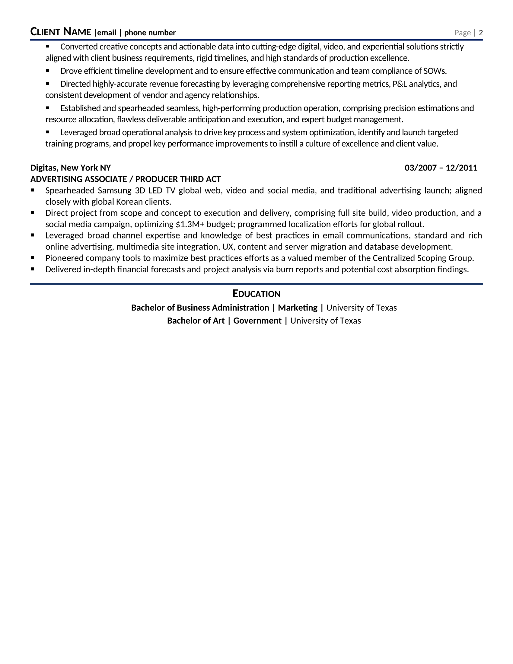 Advertising Consultant Resume Template 0002