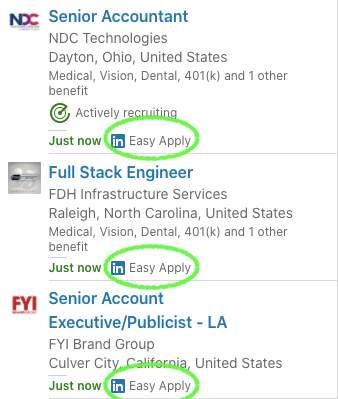 LinkedIn Easy Apply job search