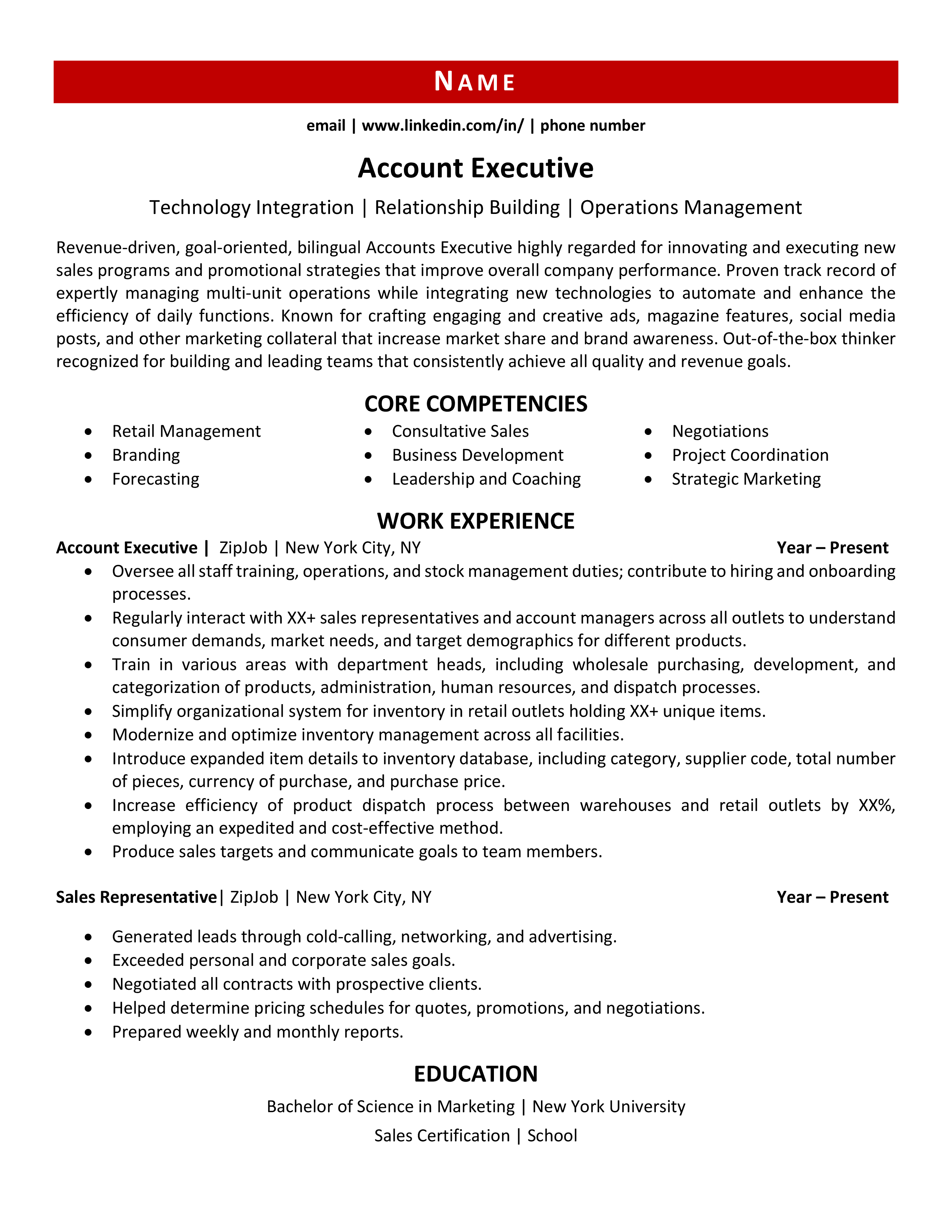 Account Executive Resume Example & 3 Expert Tips ZipJob