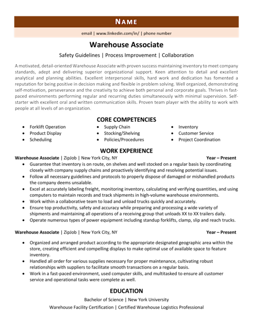 Warehouse Associate Resume Example Guide ZipJob warehouse-associate-resume-example-guide-zipjob