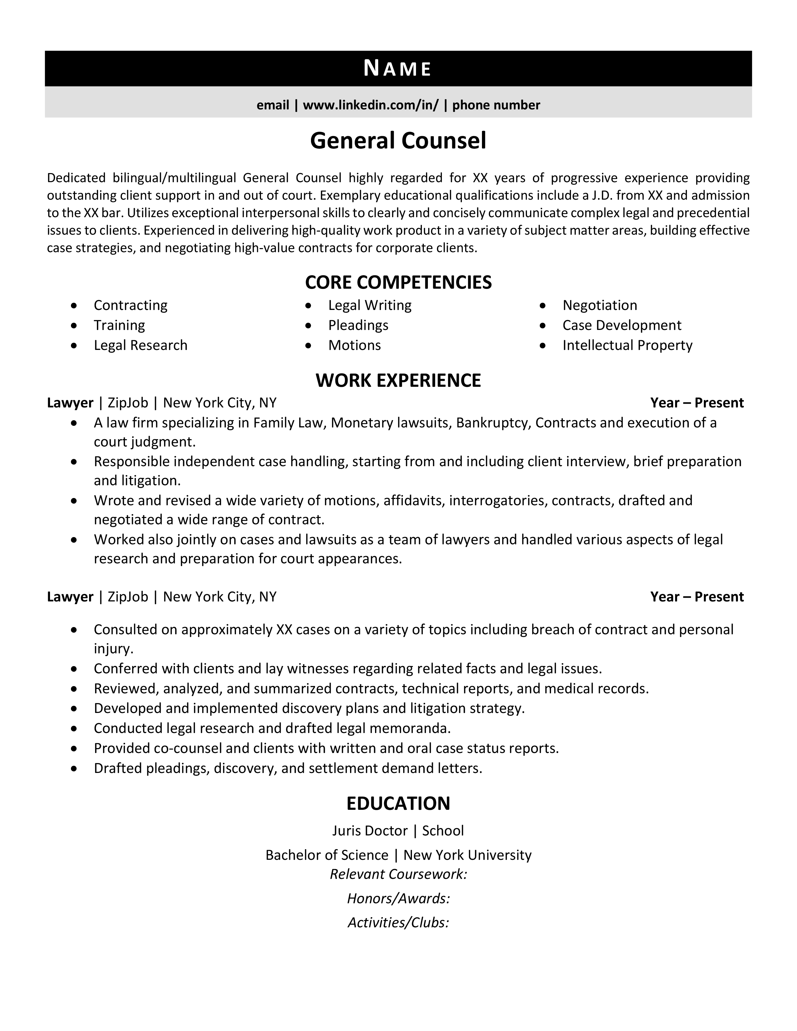 General Resume Sample General Counsel Resume Samples Vrogue Co   General Counsel Example 1 