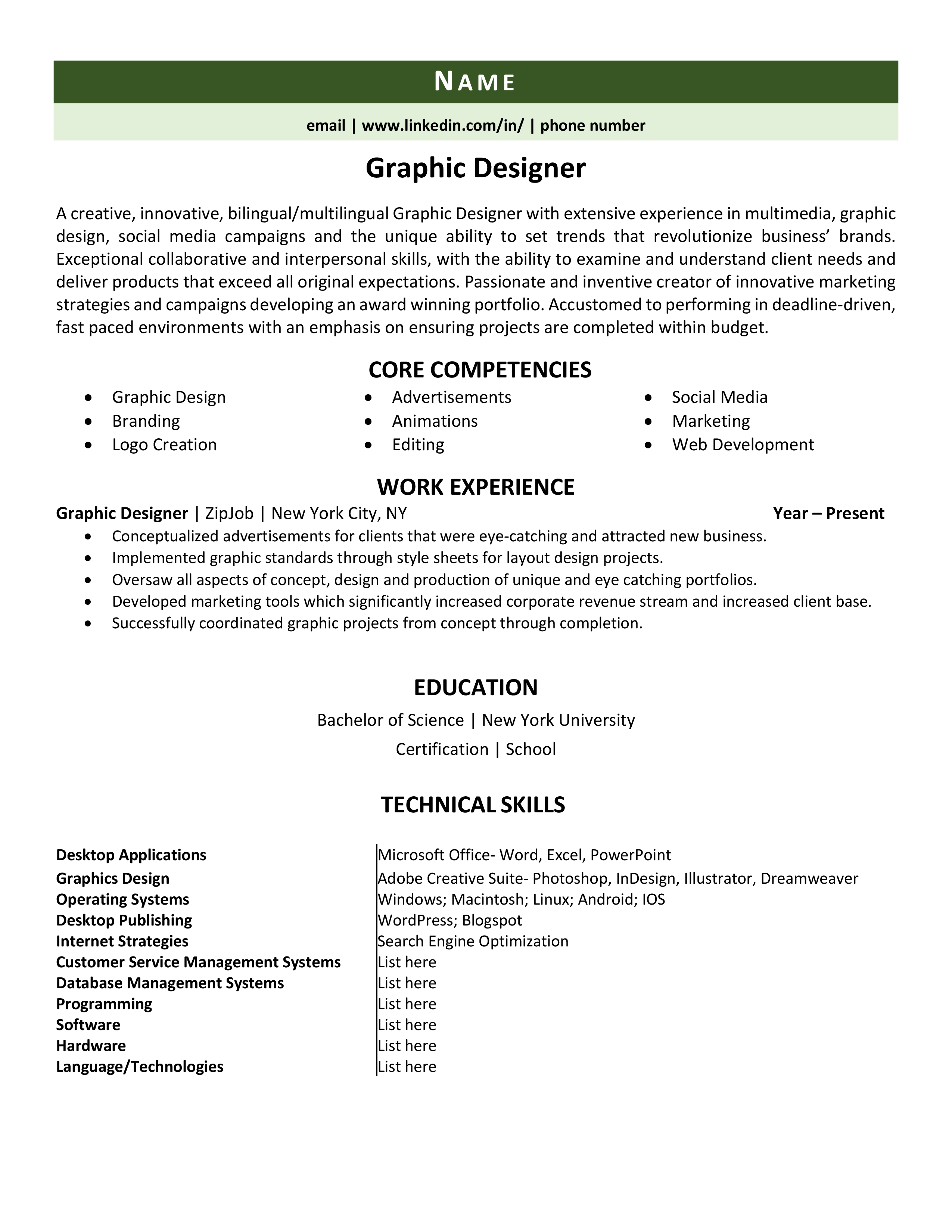 Graphic Designer Resume Example 1