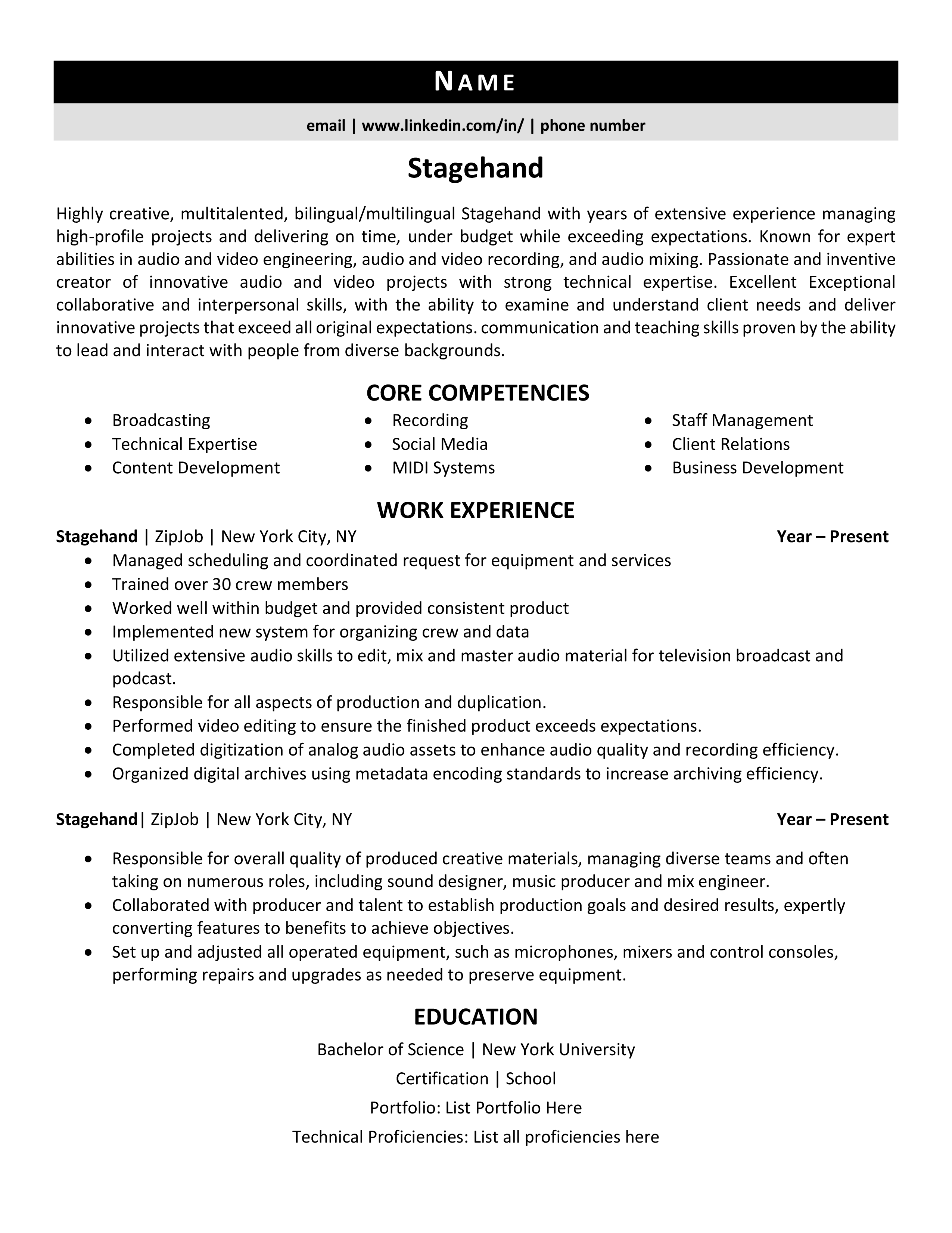 crew member job description for resume