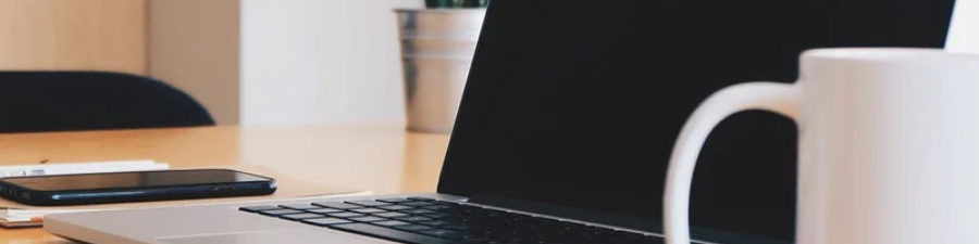 office desk laptop mug