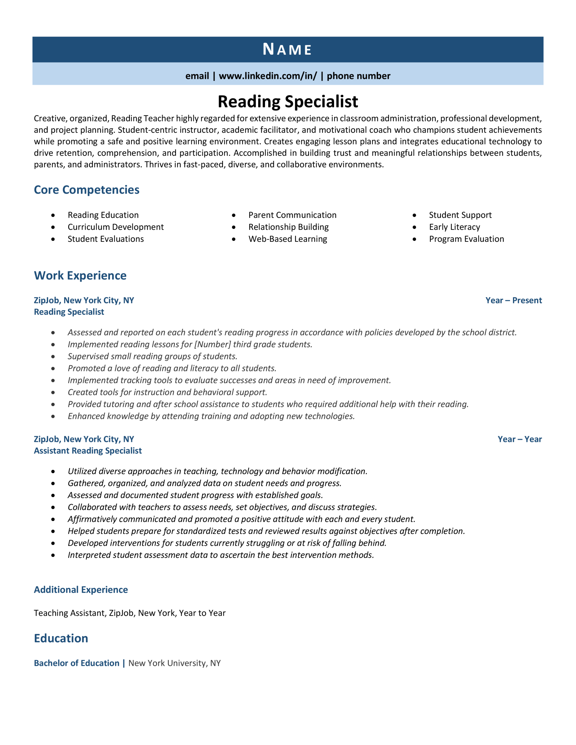 literature review experience in resume
