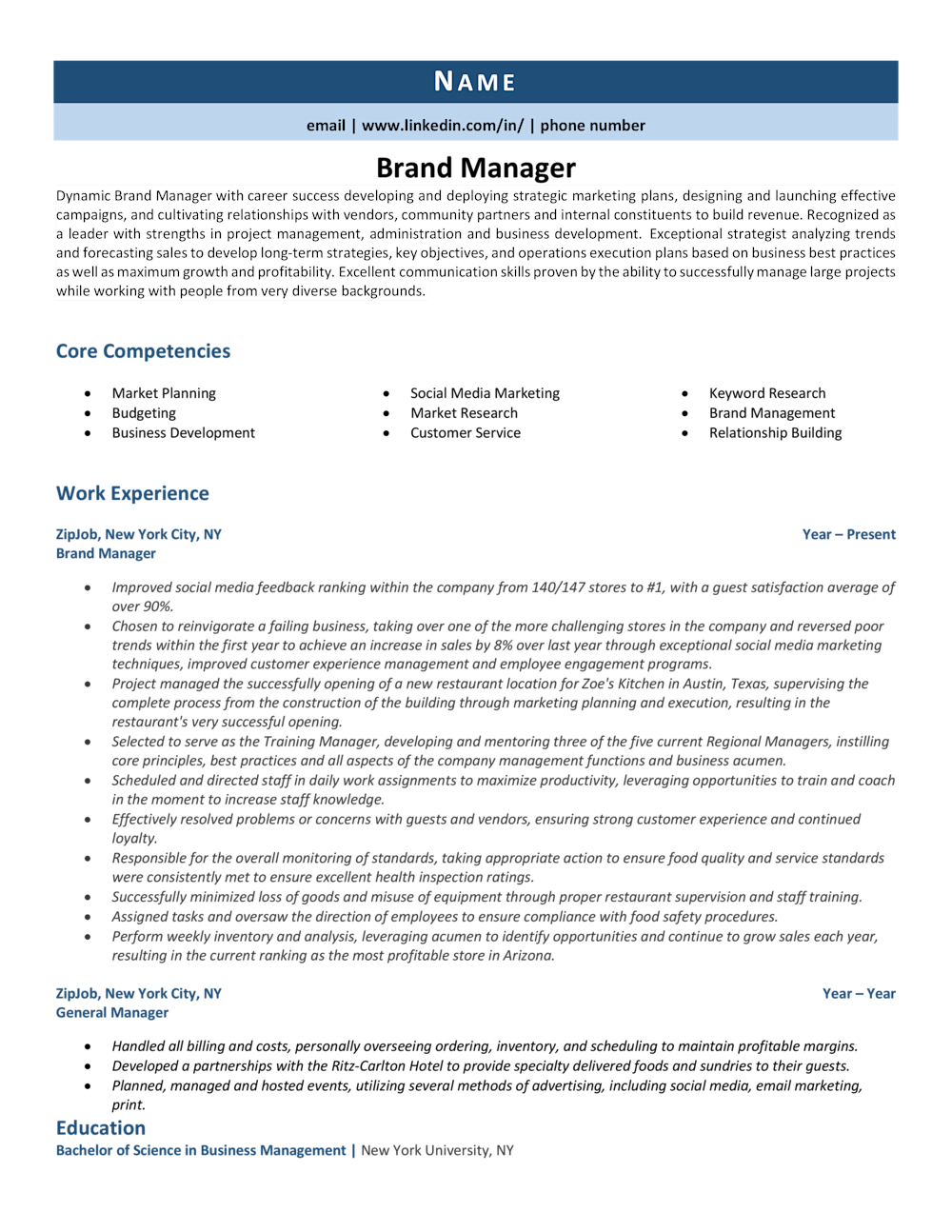 Brand Manager Resume Example Guide ZipJob brand-manager-resume-example-guide-zipjob