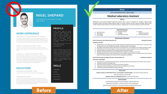 Creative Before and After Resume Sample