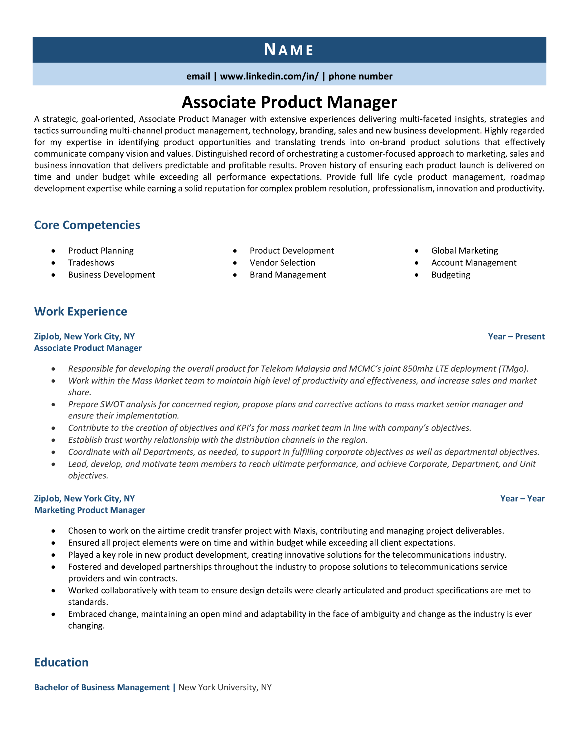 Associate Product Manager Resume Example For 2023 Rez vrogue.co