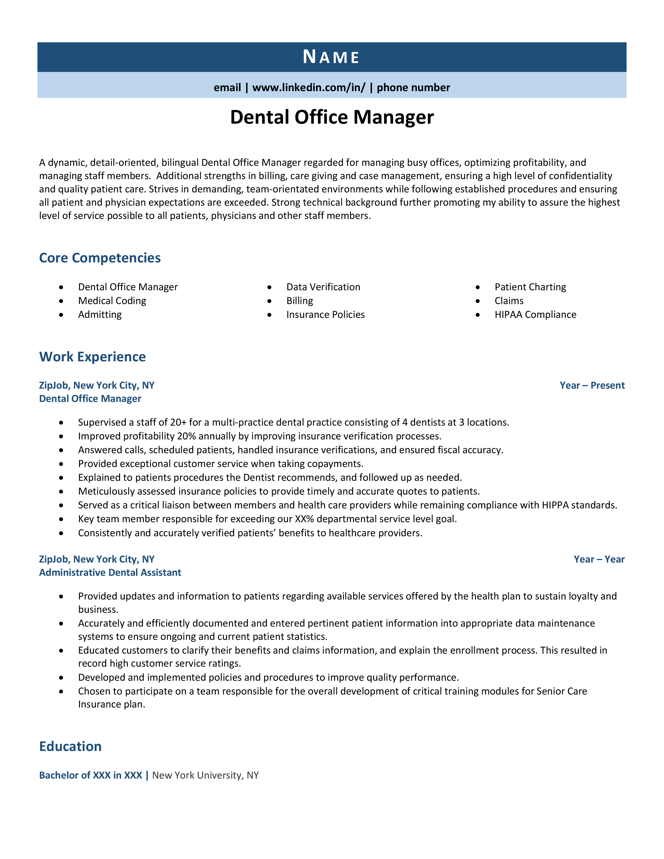 dental assistant resume template microsoft word