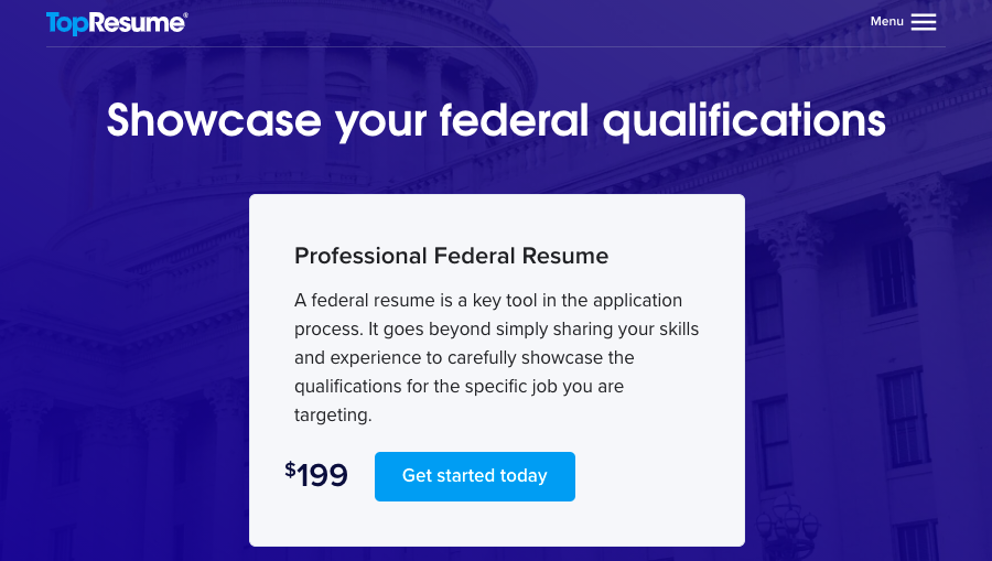 TopResume professional federal resume