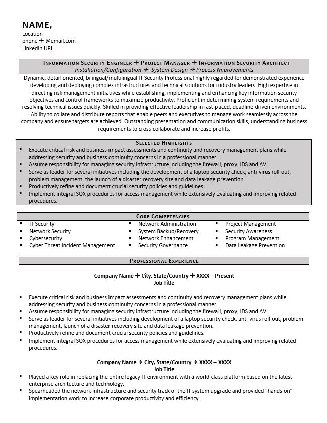 IT security resume example