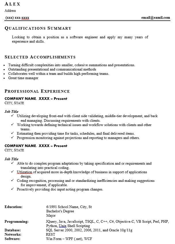bad resume assignment answer key