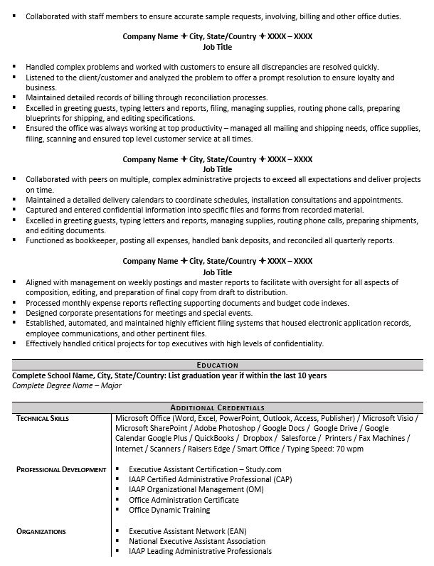 Executive Assistant Resume Example 5 Tips To Writing One Zipjob