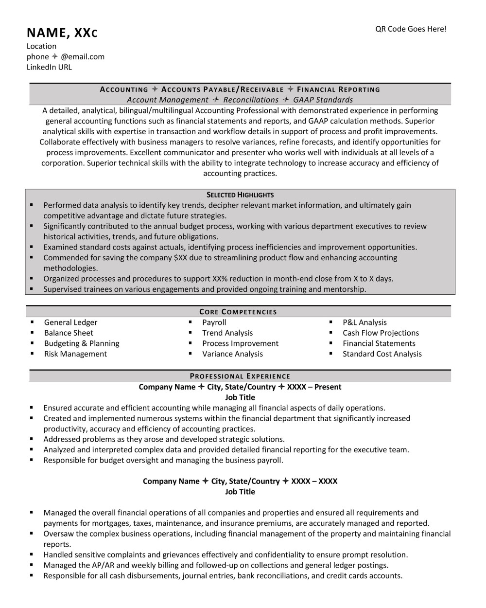 Accounting Resume Template 1
