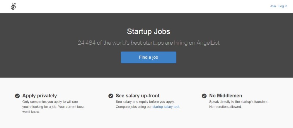 Angel List Top Tech job Sites