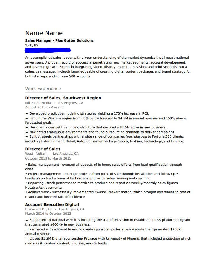resume sample indeed