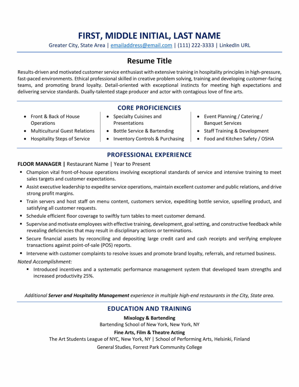 Resume Example vs. CV 1