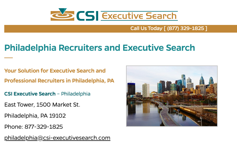 CSI Executive Search Philadelphia Recruiters and Executive Search website