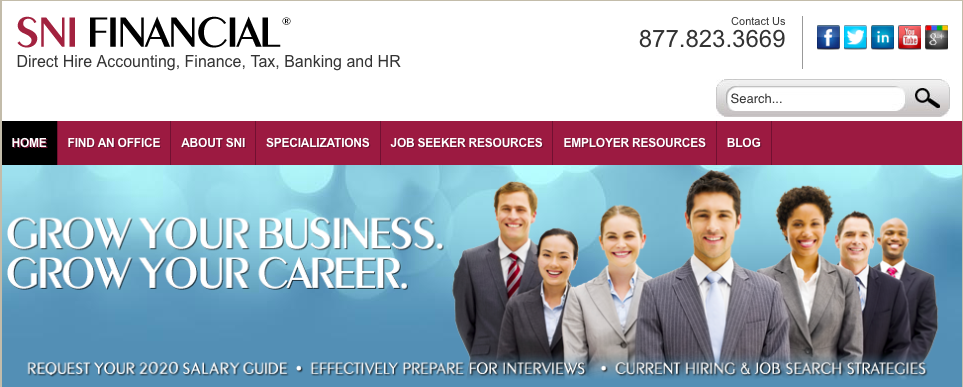 SNI Financial Direct Hire Accounting Finance Tax Banking and HR website