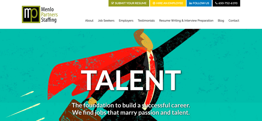 Menlo Partners Staffing website Talent