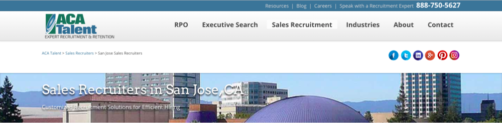 ACA Talent website Sales recruiters in San Jose CA