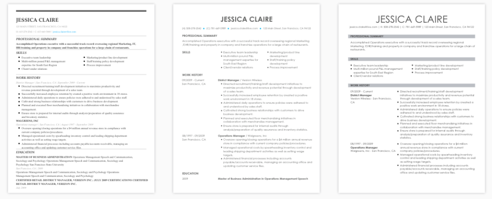 LiveCareer resume templates