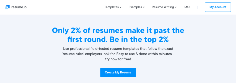 Resume.io resume builder website