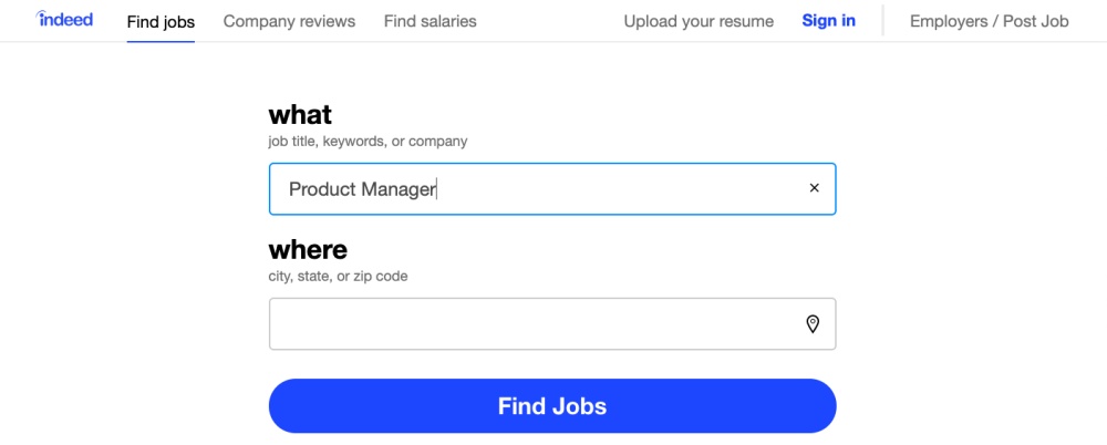 Indeed product manager job search