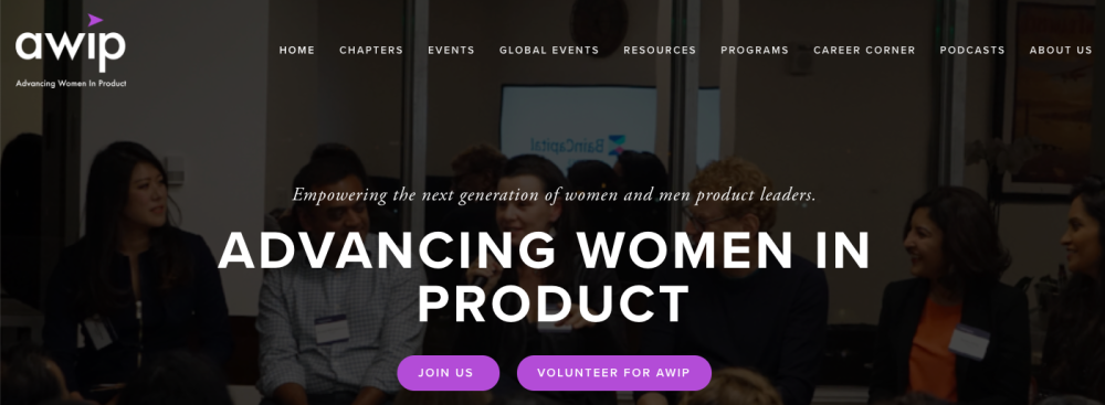Advancing Women In Product homepage