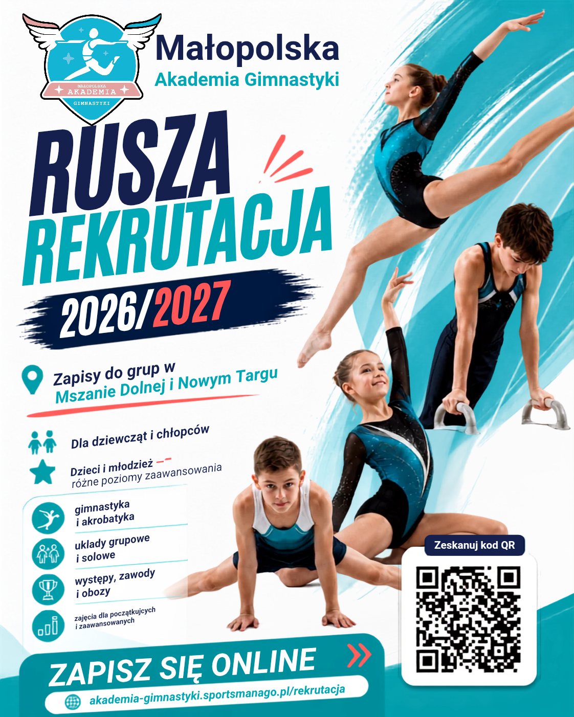Rekrutacja 2026/2027 – zapisy do Małopolskiej Akademii Gimnastyki