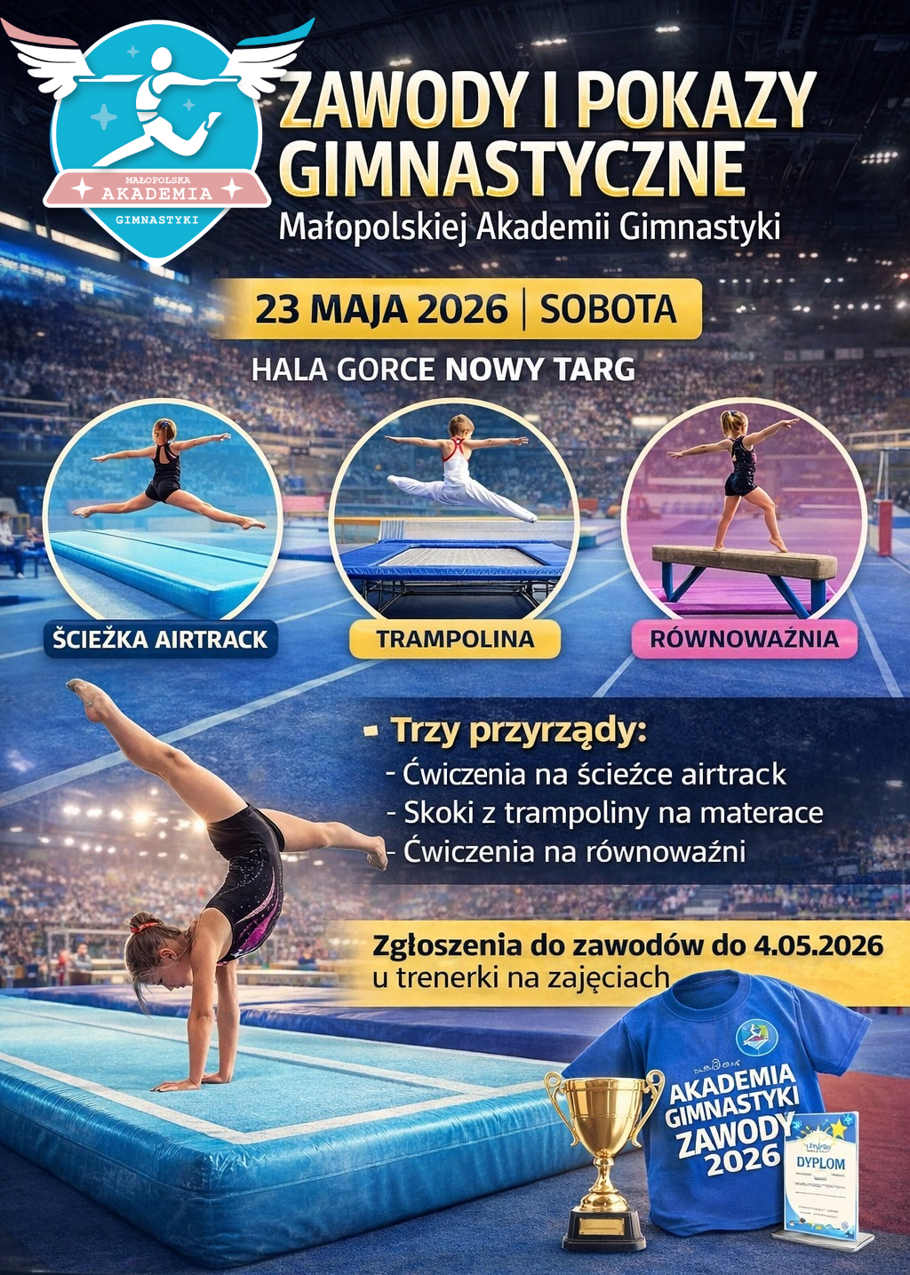 Zawody i pokazy gimnastyczne – Nowy Targ 2026 | Małopolska Akademia Gimnastyki