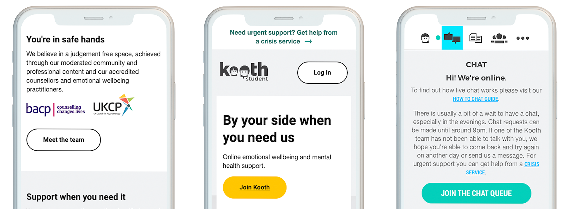 A few features you'll find on Kooth Student include mini-activities, access to discussions, as well as articles written by students and the Kooth team.
