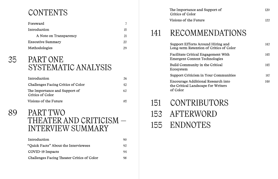 Report Table of Contents