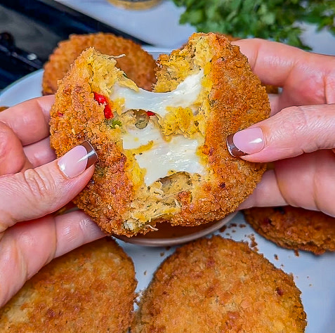 Chicken, potato, and cheese croquettes