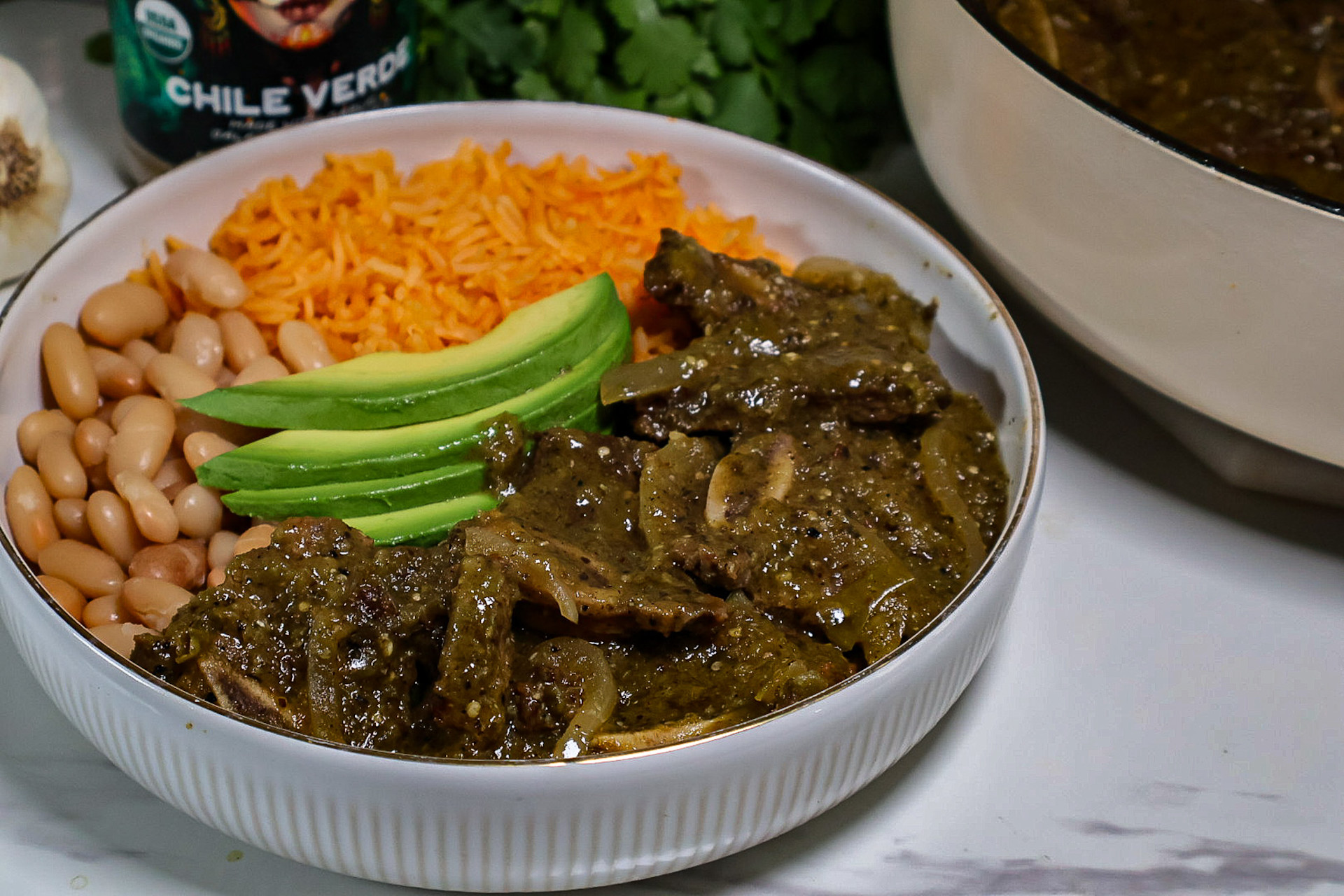 Beef ribs in salsa verde
