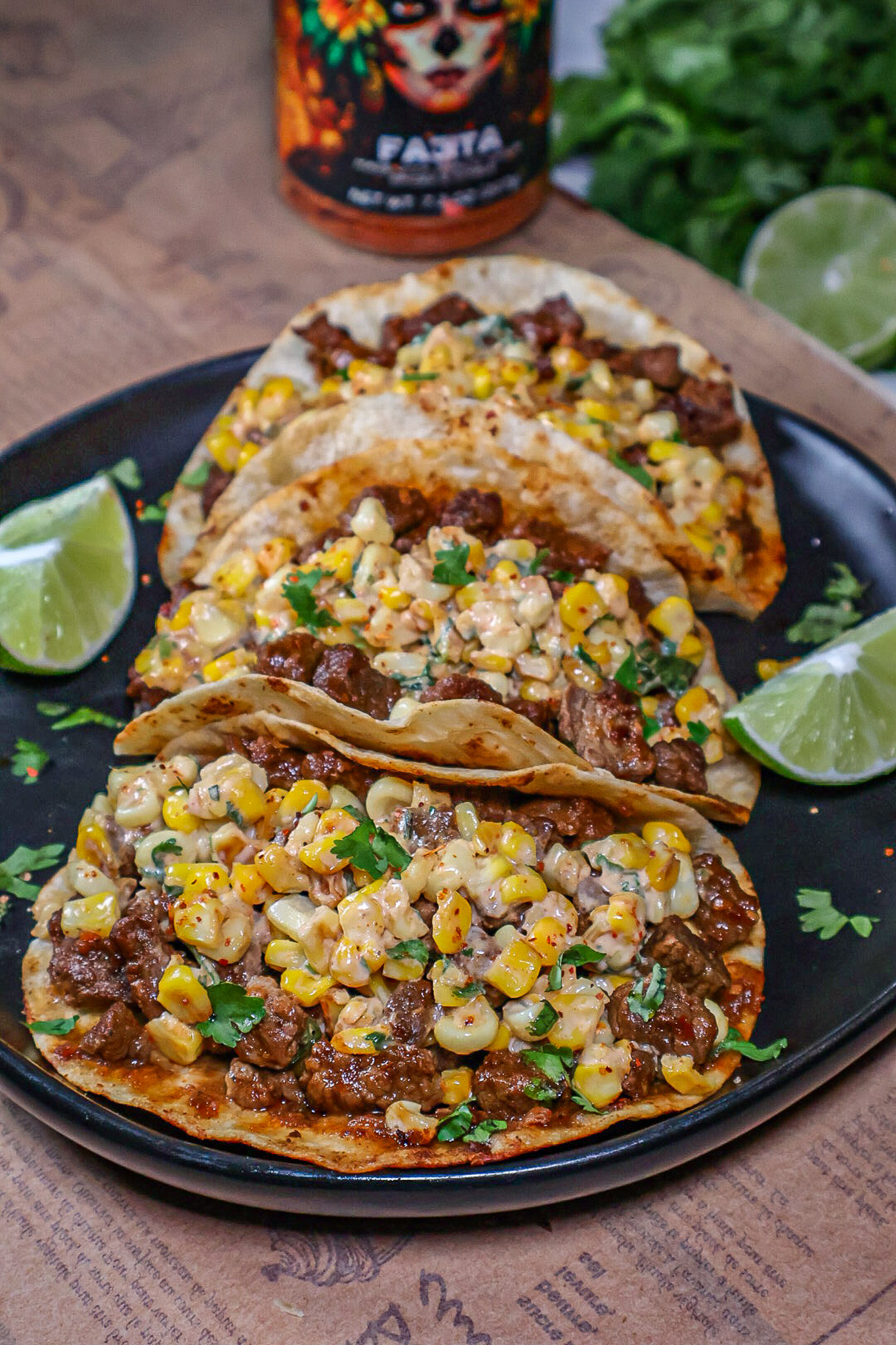 Steak & corn tacos