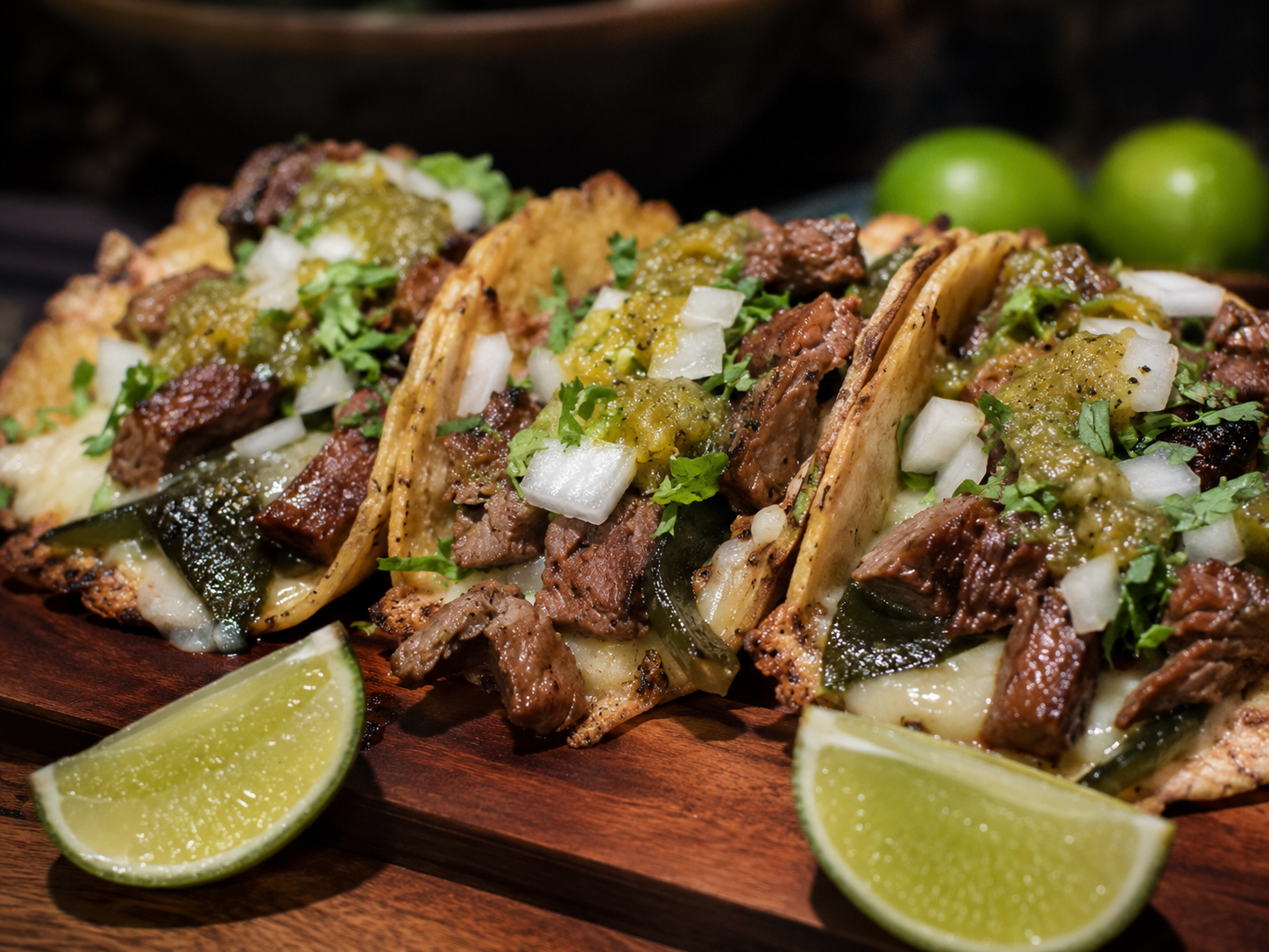 Cheese Poblano Steak Tacos