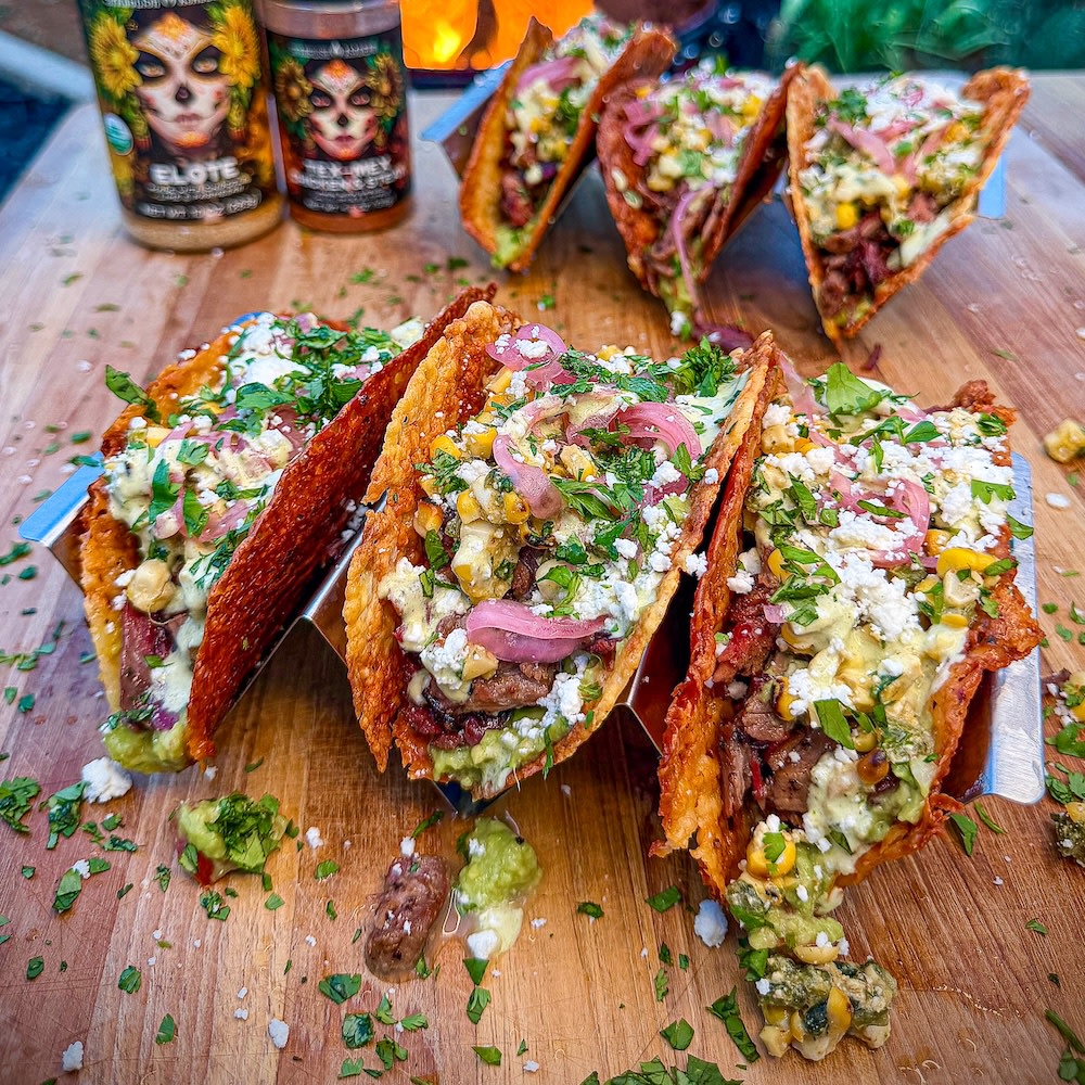 Crispy cheesy brisket esquites tacos recipe