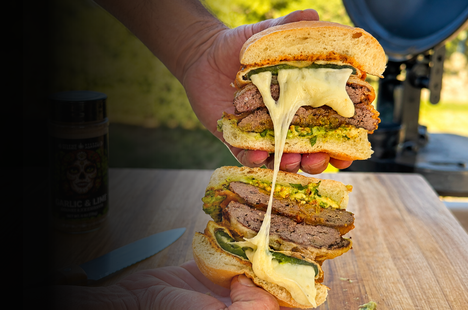 Chile relleno tex-mex brisket burgers
