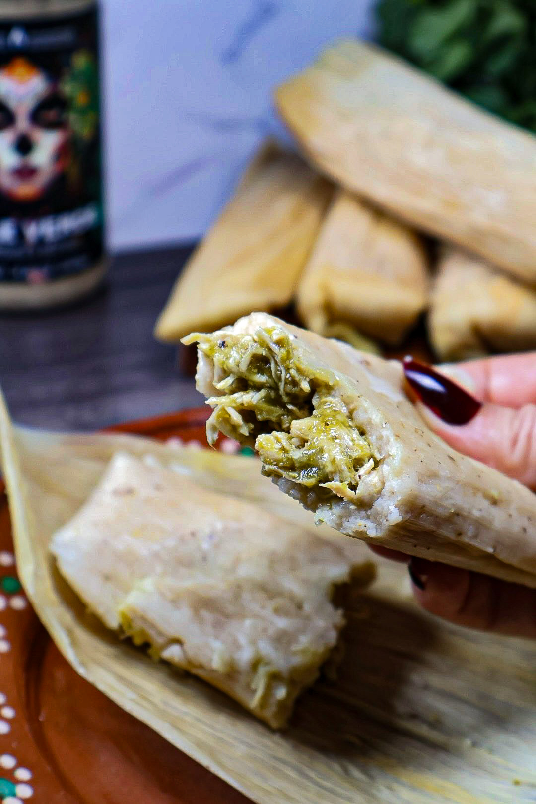 Chile verde chicken tamales