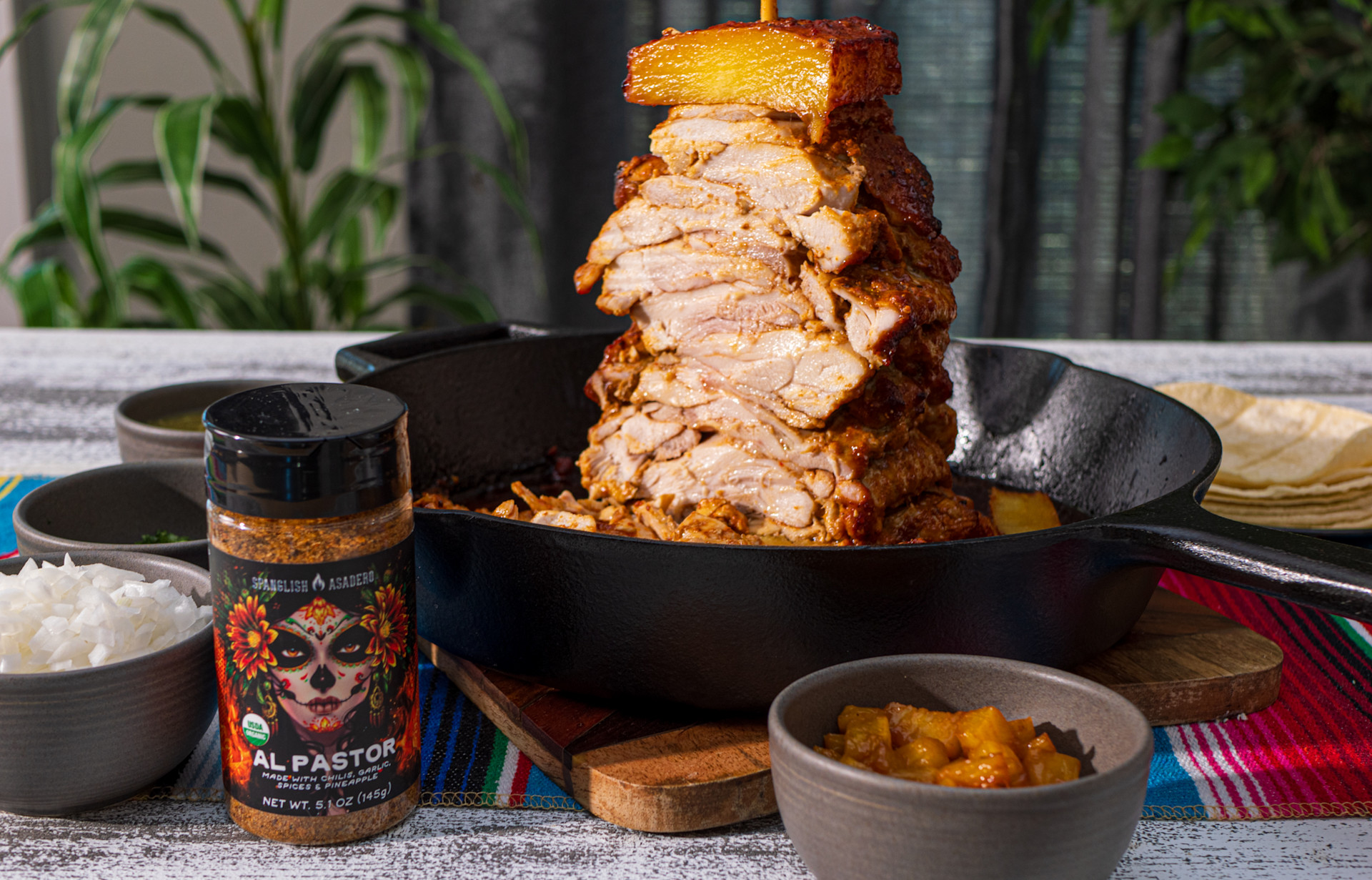Oven roasted chicken al pastor trompo