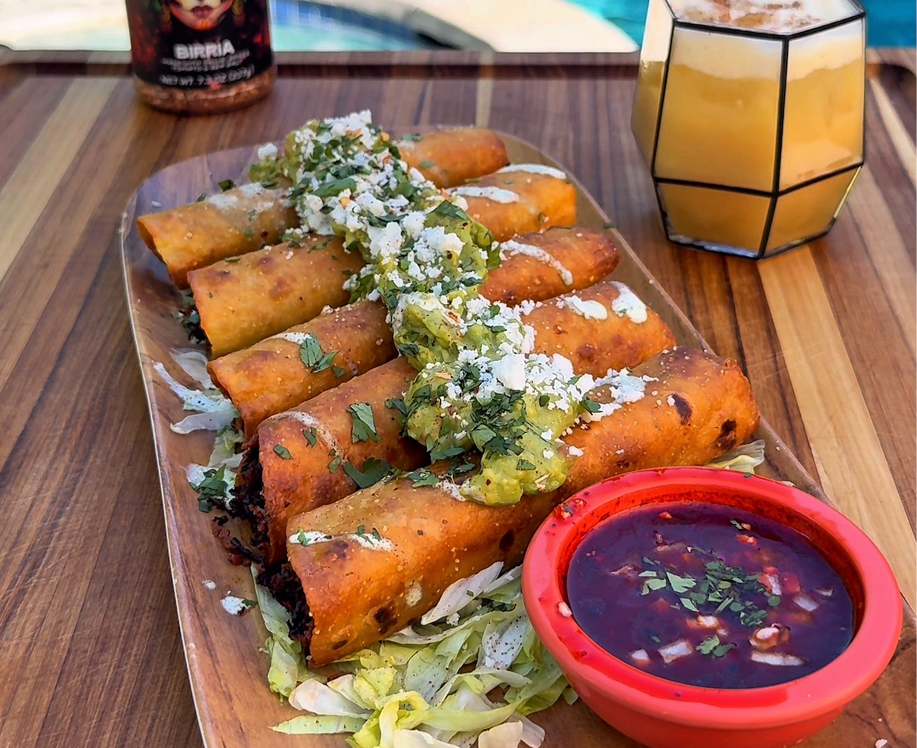 Chuck roast birria taquitos