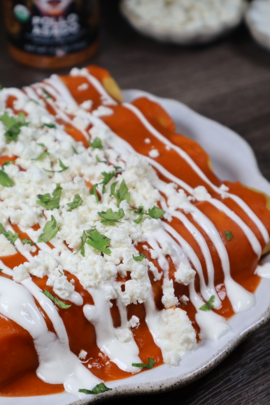 Chicken enfrijoladas (mexican chicken in bean sauce)
