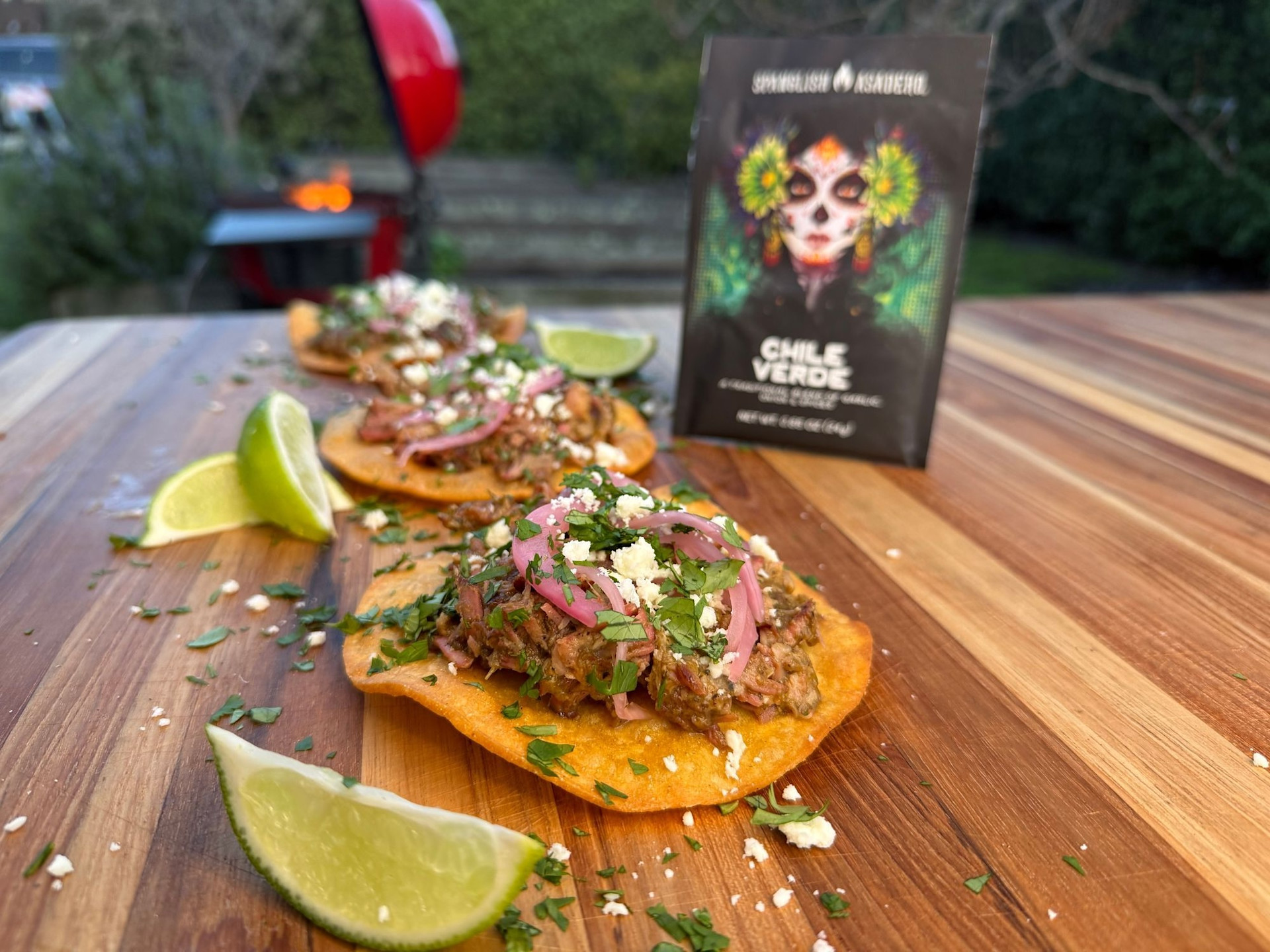 Smoked chile verde tostadas