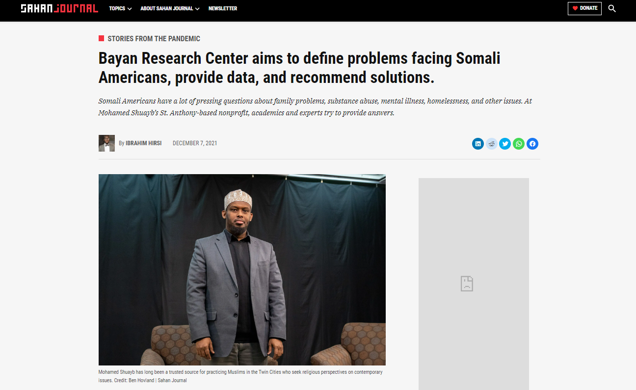 A screenshot of an article from Sahan Journal.