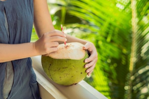 Boire l'eau de coco